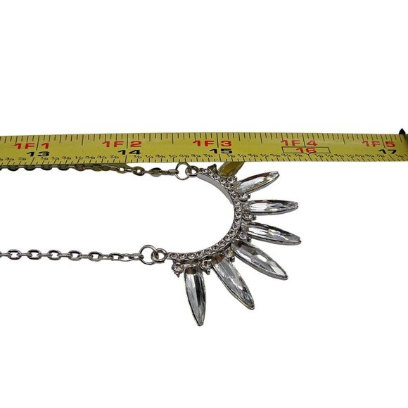 Lot of 3 Rhinestone Necklaces Assorted Sizes Styles Silver Tone Choker Long Med - Picture 8 of 9